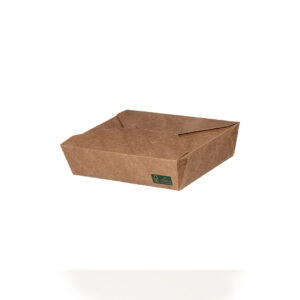 Marmita rectangular kraft com janelas 750 ml